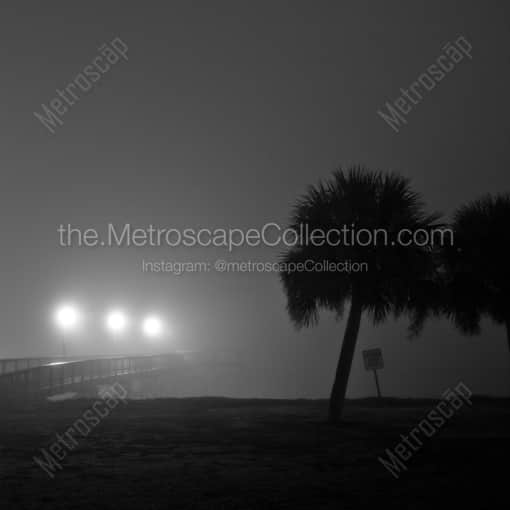 Early Morning Fog on Lake Ponchartrain -- New Orleans Black and White Framed Photos