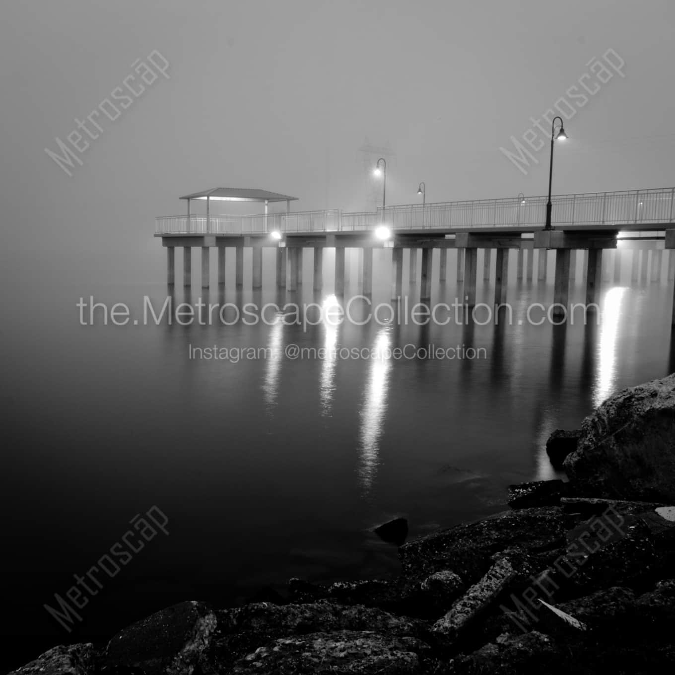 A Lake Ponchartrain Foggy Sunrise Framed Photos square crop