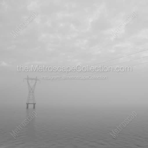 High Voltage Wires Cross Lake Ponchartrain -- New Orleans Black and White Framed Photos