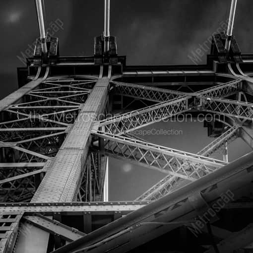 Matte Black WOOD Framed Black and White New York City Photograph: The Williamsburg Bridge Structure in a Square Matte Black Wood Frame