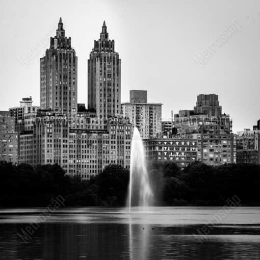 Matte Black WOOD Framed Black and White New York City Photograph: The El Dorado on Central Park West in a Square Matte Black Wood Frame