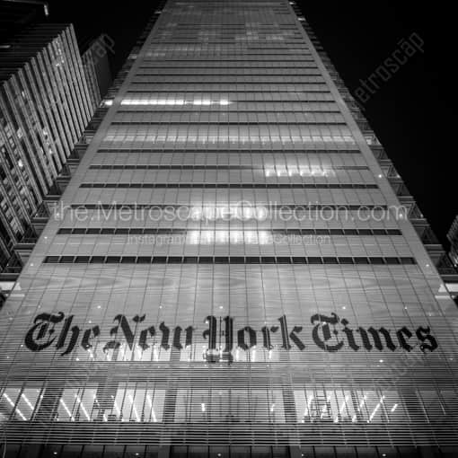 Matte Black WOOD Framed Black and White New York City Photograph: The New York Times Building on Eighth Street in a Square Matte Black Wood Frame