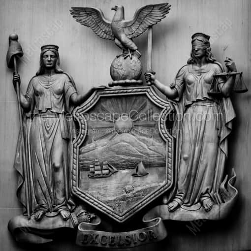 Matte Black WOOD Framed Black and White New York City Photograph: The Excelsior Relief on the Brooklyn Battery Tunnel in a Square Matte Black Wood Frame