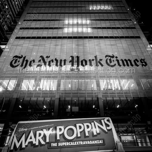 Matte Black WOOD Framed Black and White New York City Photograph: The New York Times in a Square Matte Black Wood Frame