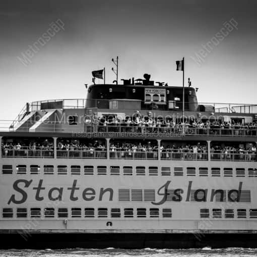 Matte Black WOOD Framed Black and White New York City Photograph: The Staten Island Ferry in a Square Matte Black Wood Frame