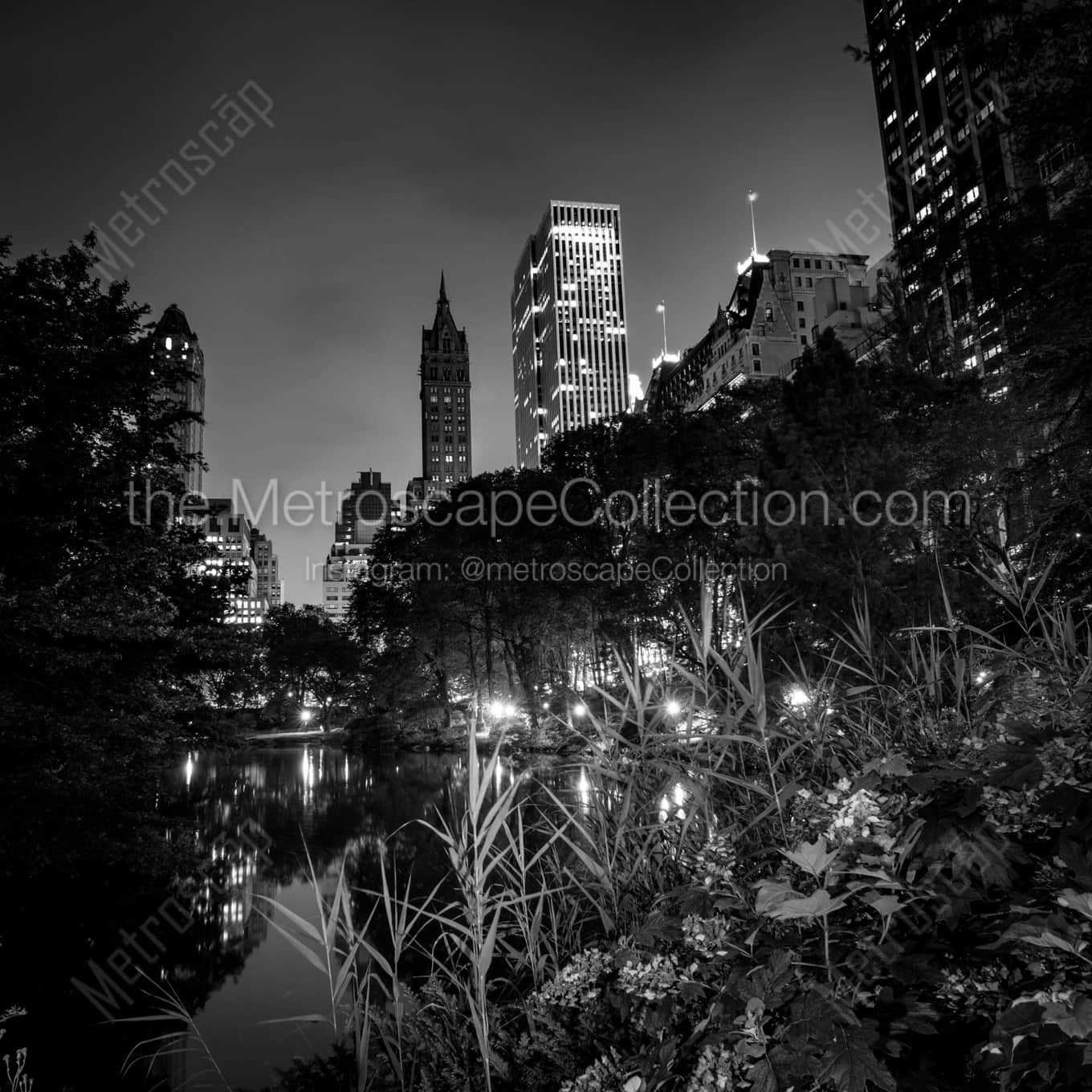 The Pond at Night Framed Photos square crop
