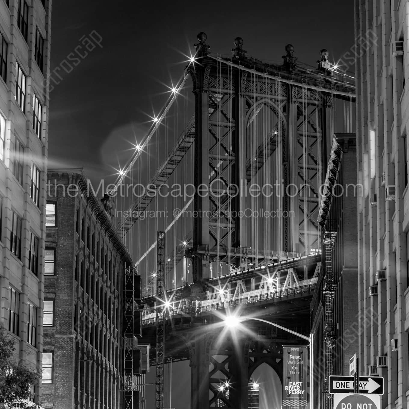 Manhattan Bridge view from Washington Street in Brooklyn Framed Photos square crop
