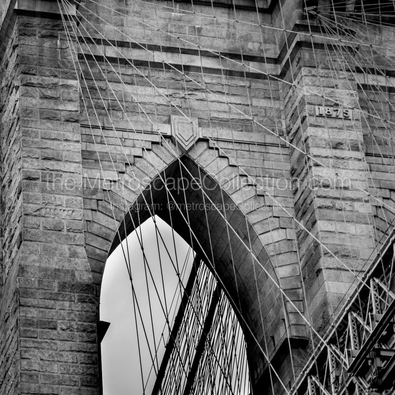 Tight Detail of the Brooklyn Bridge Framed Photos square crop