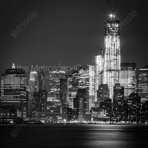 Matte Black WOOD Framed Black and White New York City Photograph: The New World Trade or Freedom Tower in a Square Matte Black Wood Frame