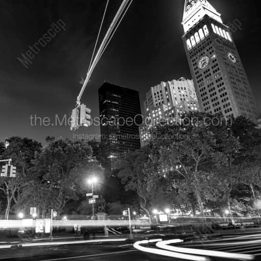 Matte Black WOOD Framed Black and White New York City Photograph: Fifth Avenue and 23rd Street in a Square Matte Black Wood Frame