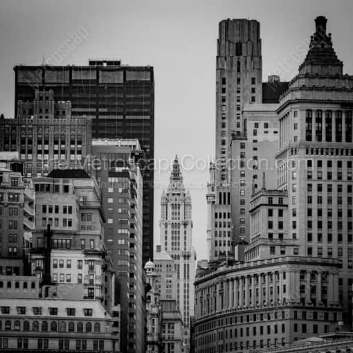 Matte Black WOOD Framed Black and White New York City Photograph: The Woolworth Building in Manhattan in a Square Matte Black Wood Frame