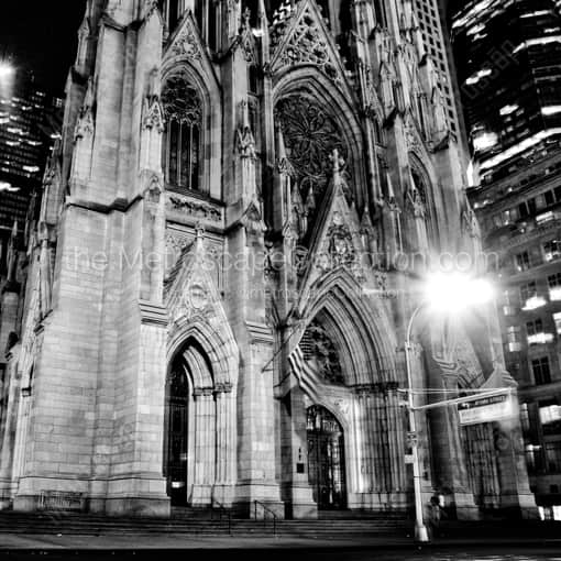 Matte Black WOOD Framed Black and White New York City Photograph: St Patricks Cathedral in a Square Matte Black Wood Frame
