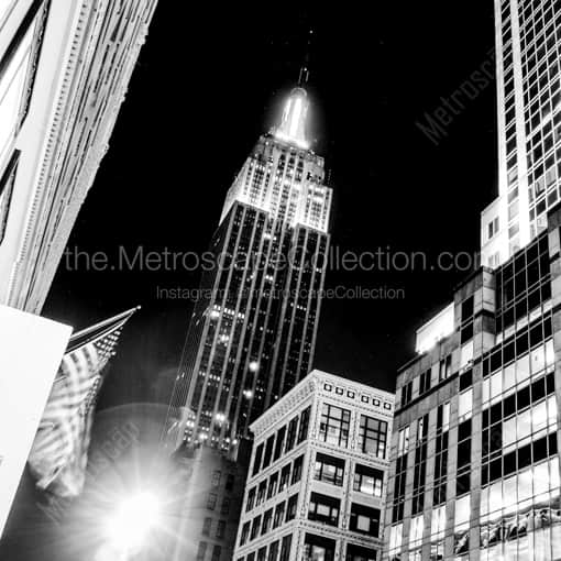 Matte Black WOOD Framed Black and White New York City Photograph: The Empire State Building in a Square Matte Black Wood Frame