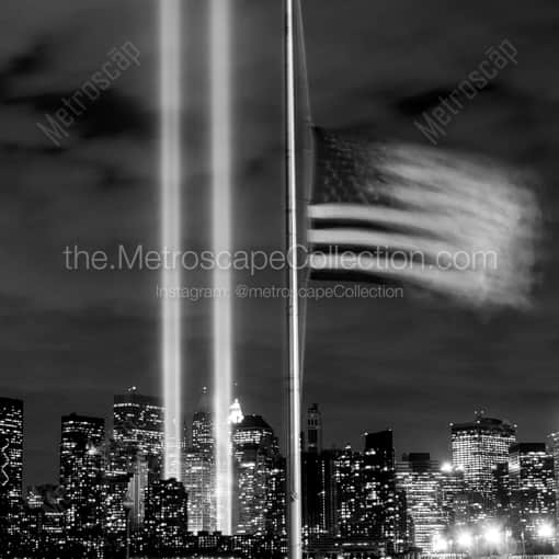 New York City Framed Photos of The American Flag Flies at Half Mast in Liberty Park on September 11 The American Flag Flies at Half Mast in Liberty Park on September 11 -- New York City Black and White Framed Photos