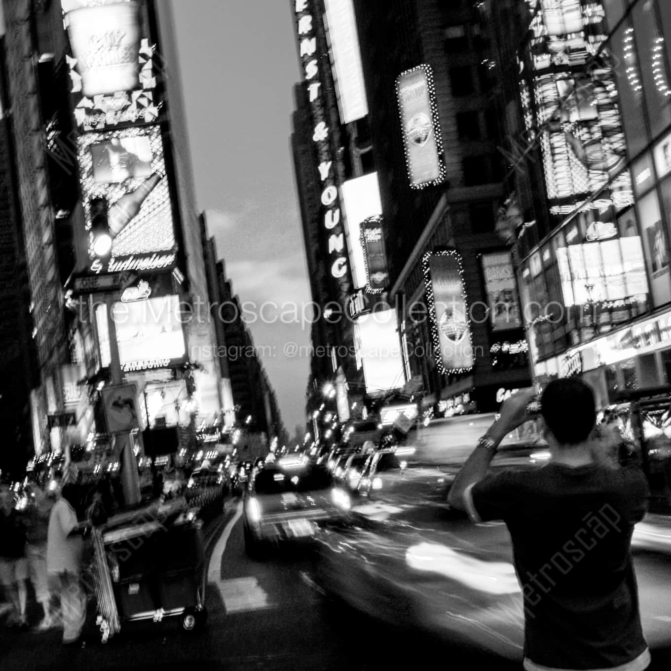 A Photographer Trying to Capture Times Square Framed Photos square crop