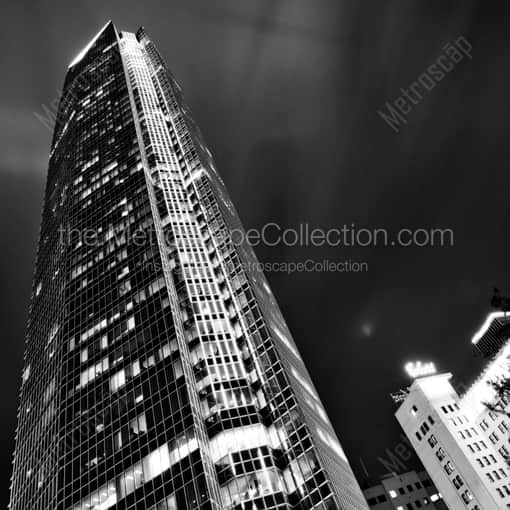 The Devon Energy Center at Night -- Oklahoma City Black and White Framed Photos