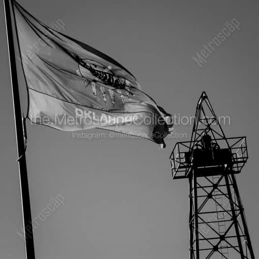 The Oklahoma Flag and Oil Derrik -- Oklahoma City Black and White Framed Photos