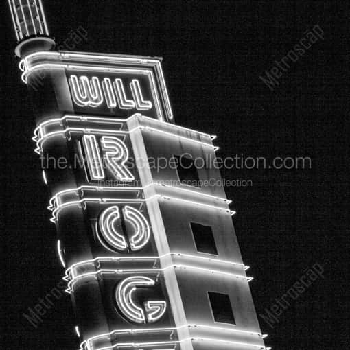 The Will Rodgers Theater Sign at Night -- Oklahoma City Black and White Framed Photos