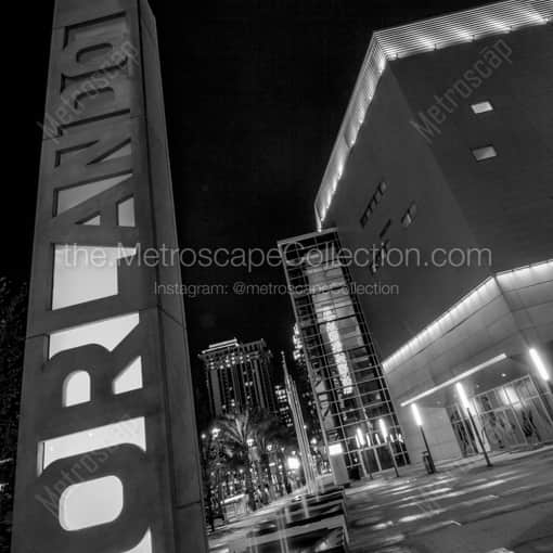 A Giant Orlando Pillar near the Amway Center -- Orlando Black and White Framed Photos