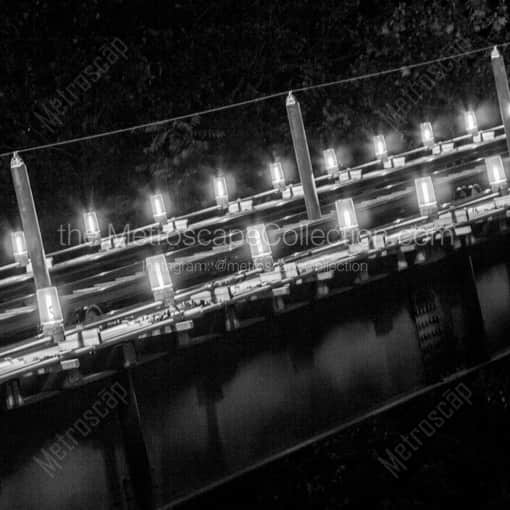 Matte Black WOOD Framed Black and White Pittsburgh Photograph: Lights and Rails on the Monongahela Incline  in a Square Matte Black Wood Frame