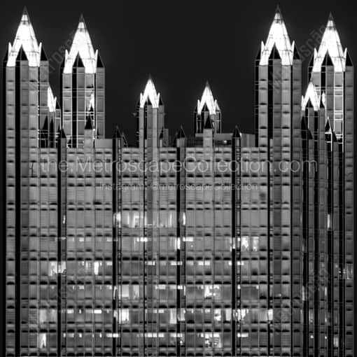 Matte Black WOOD Framed Black and White Pittsburgh Photograph: Top of the PPG Building in a Square Matte Black Wood Frame