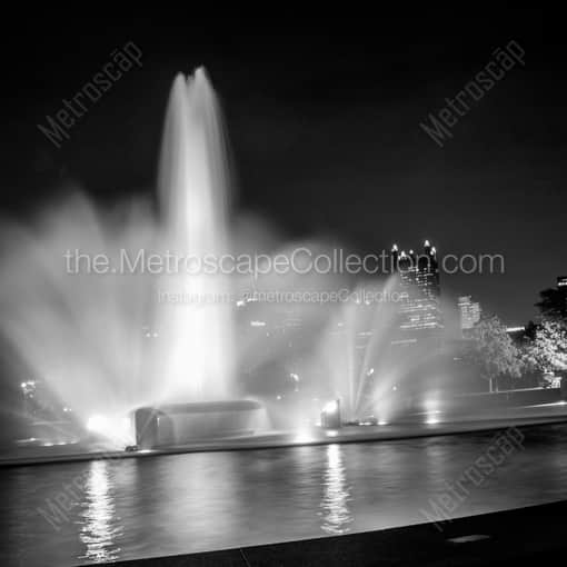 Matte Black WOOD Framed Black and White Pittsburgh Photograph: The Point State Park Fountain in a Square Matte Black Wood Frame