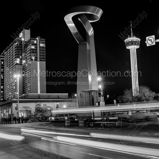 Traffic on Commerce Street -- San Antonio Black and White Framed Photos