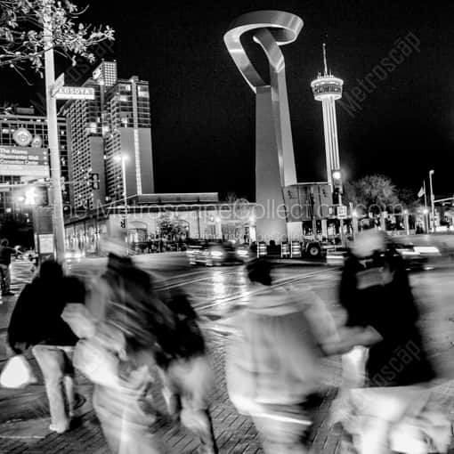 Pedestrians Cross Losoya Street at Commerce Street -- San Antonio Black and White Framed Photos