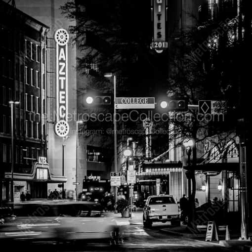 The Aztec Theater at College and Saint Marys Street -- San Antonio Black and White Framed Photos