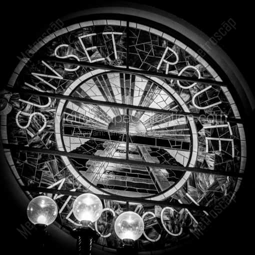 The Sunset Route Train Station Stained Glass -- San Antonio Black and White Framed Photos