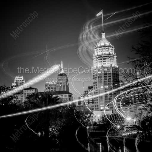 Fun With Light and the Tower Life Building -- San Antonio Black and White Framed Photos