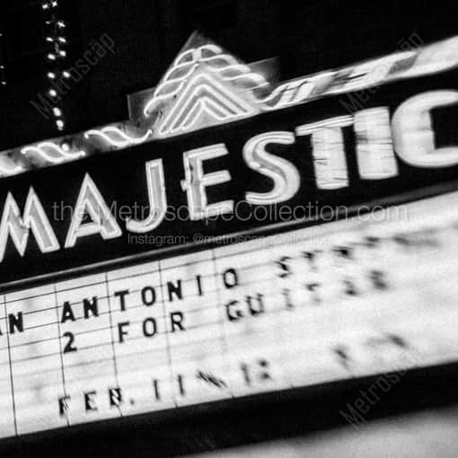 The Majestic Theater Sign -- San Antonio Black and White Framed Photos