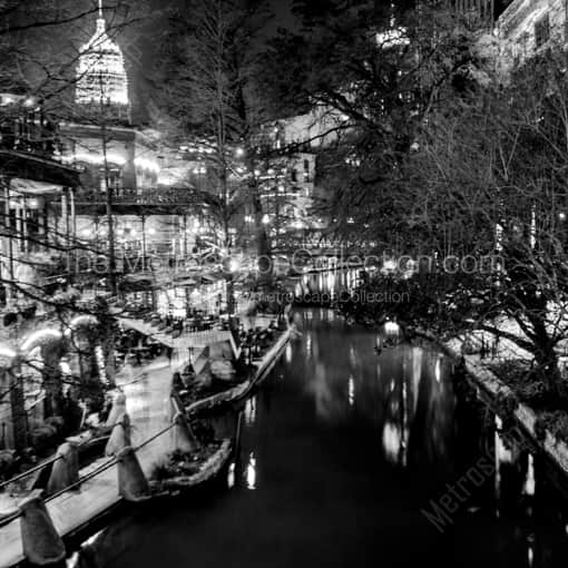 An Overhead View of River Walk -- San Antonio Black and White Framed Photos