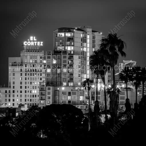 The El Cortez Apartment Hotel in Downtown San Diego -- San Diego Black and White Framed Photos