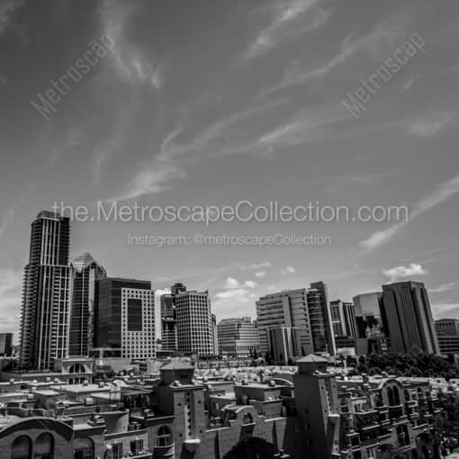 Downtown San Diego Skyline from the Embassy Suites -- San Diego Black and White Framed Photos