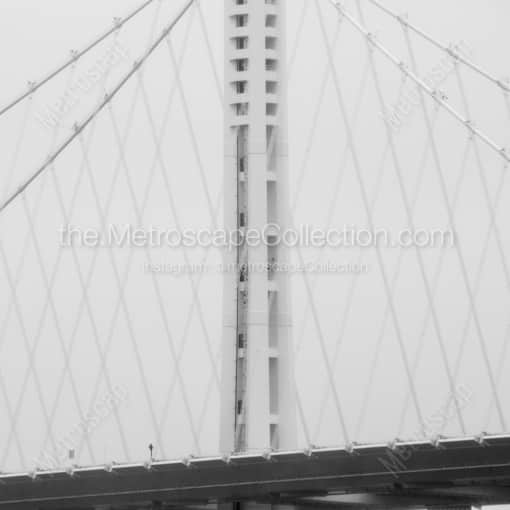 San Francisco Framed Photos of The Lone Spire of the Eastern Bay Bridge Under Mist and Fog The Lone Spire of the Eastern Bay Bridge Under Mist and Fog -- San Francisco Black and White Framed Photos