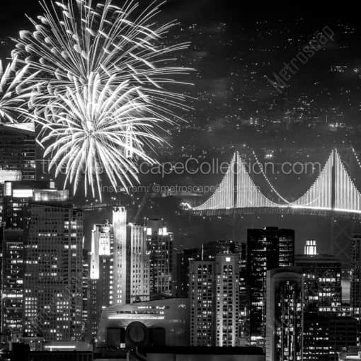 San Francisco Framed Photos of Super Bowl 50 Celebration and Bridge Lighting Fireworks Super Bowl 50 Celebration and Bridge Lighting Fireworks -- San Francisco Black and White Framed Photos