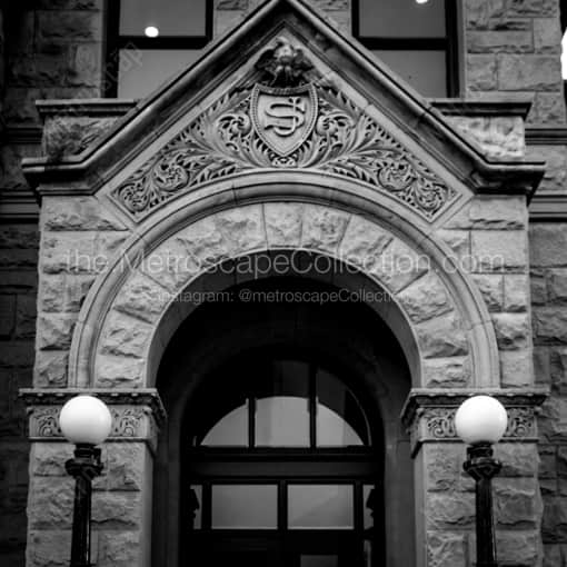 The San Jose Museum of Art Office Entrance -- San Jose Black and White Framed Photos