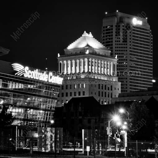 The Scottrade Center and Downtown St. Louis -- St Louis Black and White Framed Photos