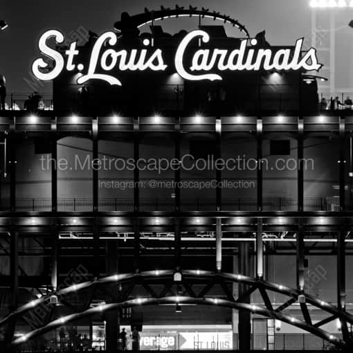 Busch Stadium at Night at Clark and Spruce -- St Louis Black and White Framed Photos