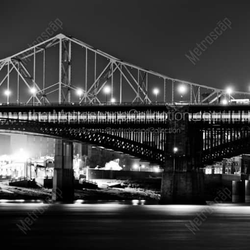 The MLK Jr and Eads Bridges -- St Louis Black and White Framed Photos