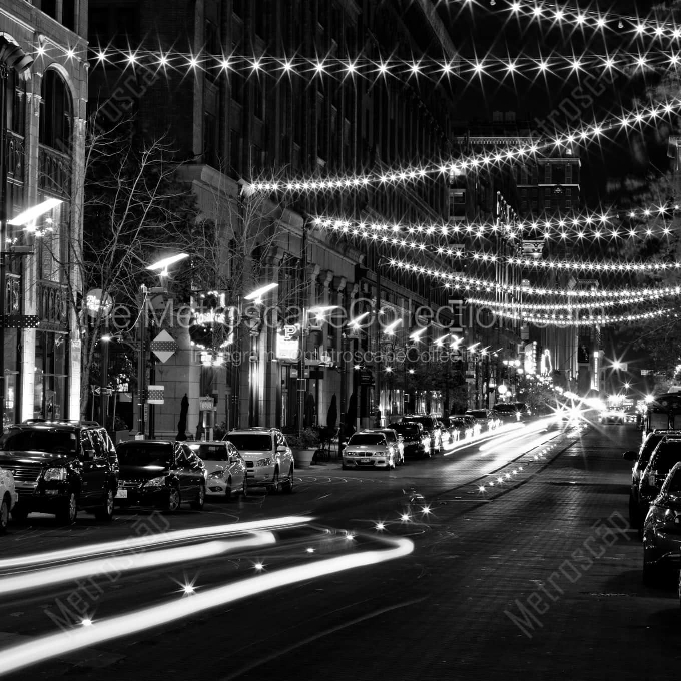 Washington Street at Night Framed Photos square crop