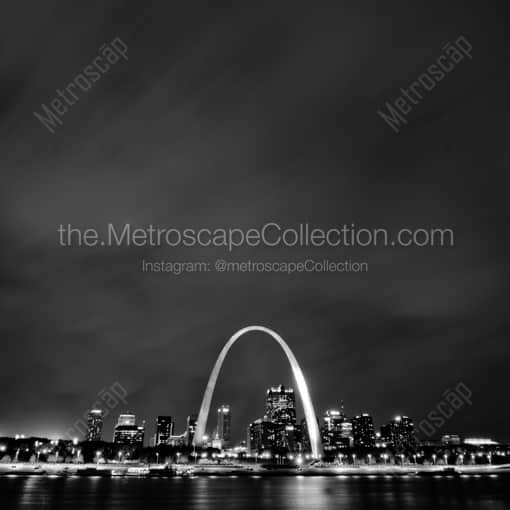 The St Louis Skyline at Night -- St Louis Black and White Framed Photos