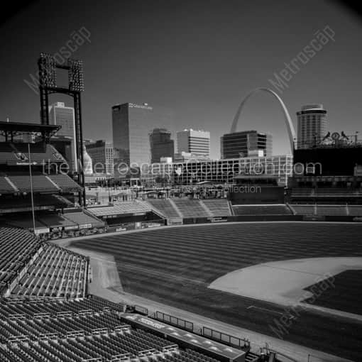 Busch Stadium and the St Louis Skyline -- St Louis Black and White Framed Photos