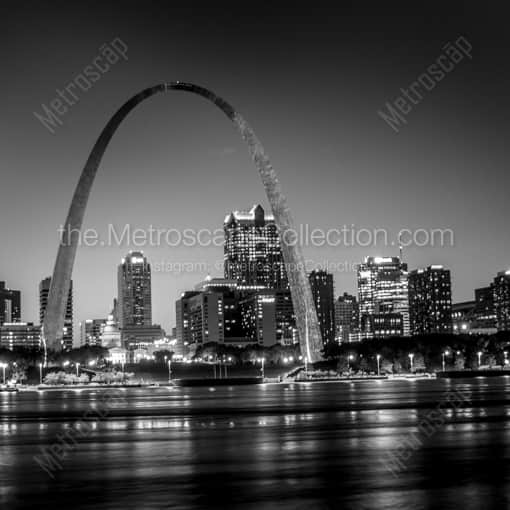 The St Louis Skyline at Night -- St Louis Black and White Framed Photos