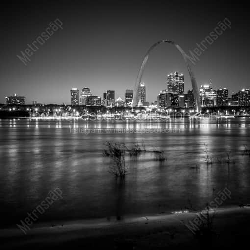 The Gateway Arch Over the St Louis Skyline -- St Louis Black and White Framed Photos