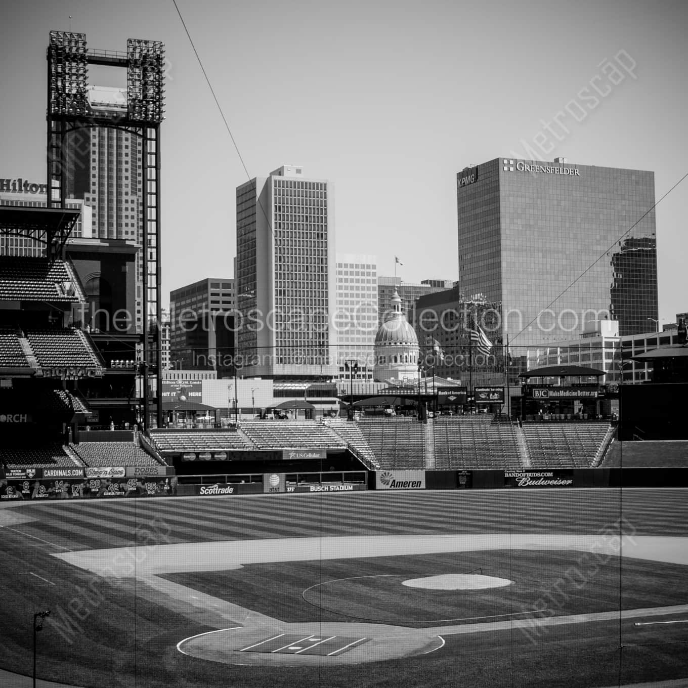 The St Louis Skyline from Busch Stadium Framed Photos The St Louis Skyline from Busch Stadium Framed Photos square crop