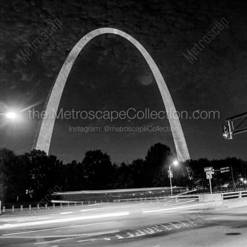 The Gateway Arch from Pine and Memorial -- St Louis Black and White Framed Photos