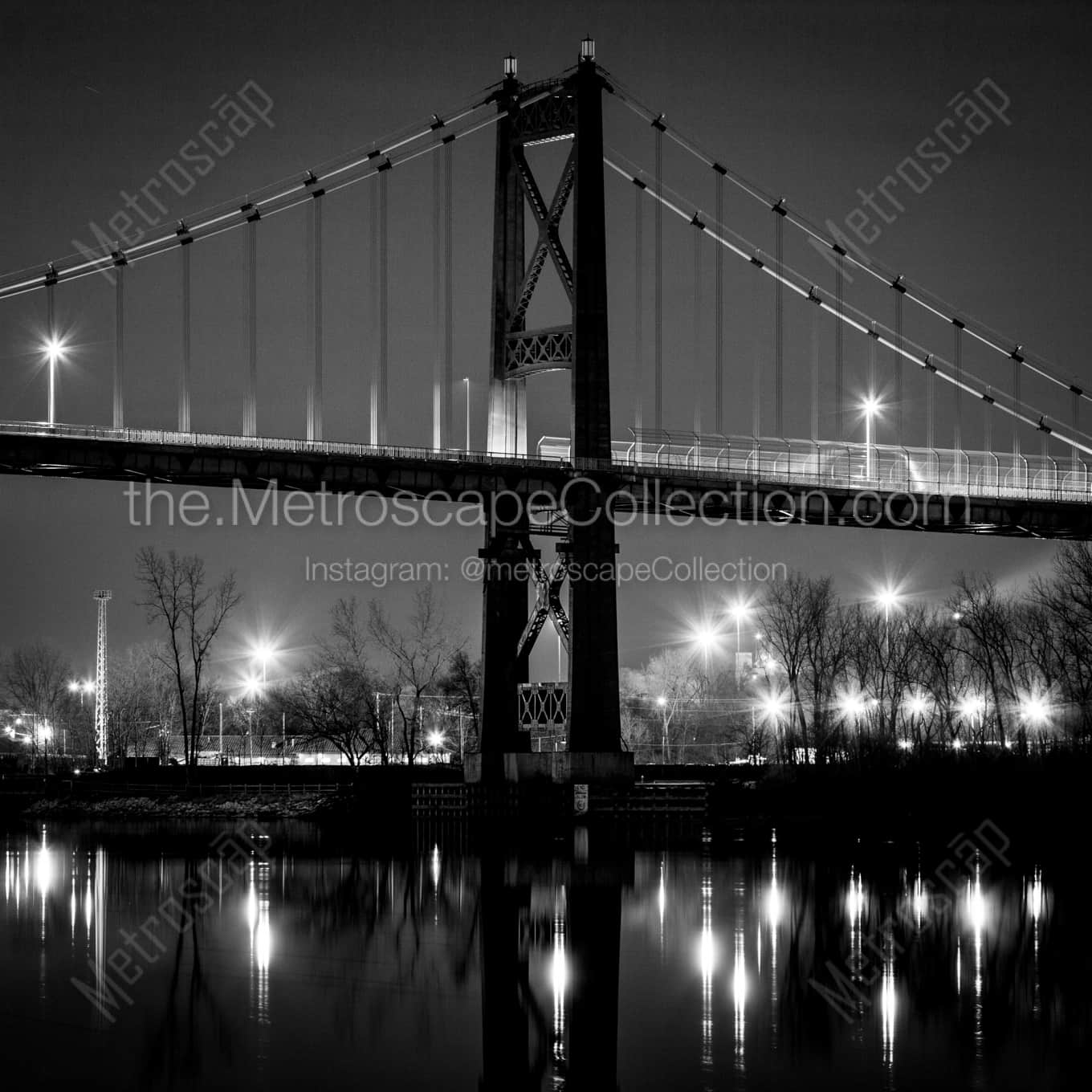 The Anthony Wayne Bridge at Night over the Maumee Framed Photos square crop