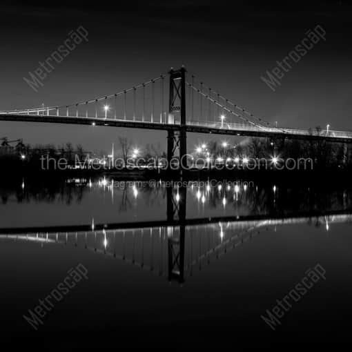 Matte Black WOOD Framed Black and White Toledo Photograph: The Anthony Wayne High Level Bridge over the Maumee in a Square Matte Black Wood Frame